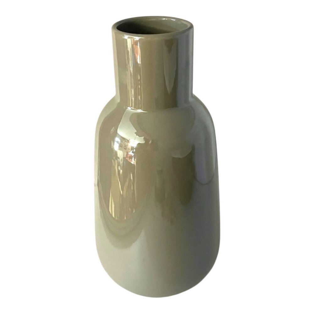 IKEA Modern Minimalist Ceramic Vase Glossy Gray Bottle Vase Scandinavian Decor 1